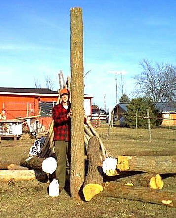 Man With Osage Orange Log